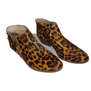 1.State Women's Booties Calf Hair Ankle Boot Brown Animal Print Size 8.5.